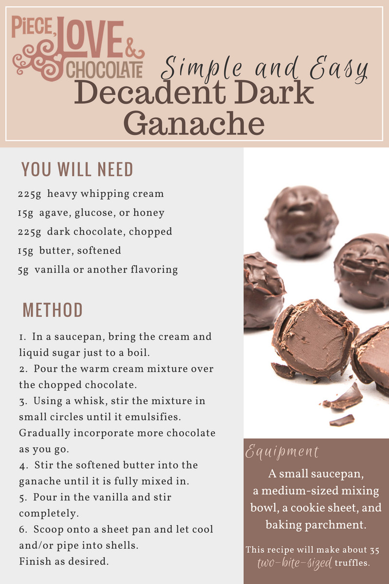 PLC Decadent Dark Ganache Recipe, Chocolate Truffle Recipe