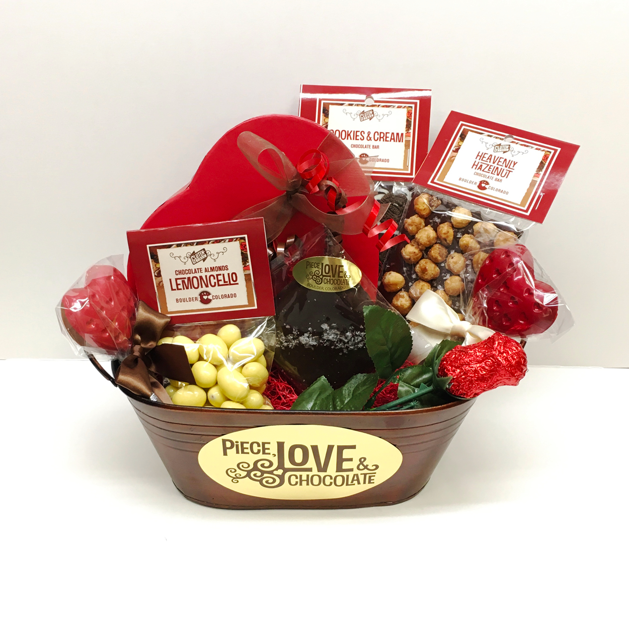 For The Gourmet  Chocolate, Medium Wire Valentine Basket